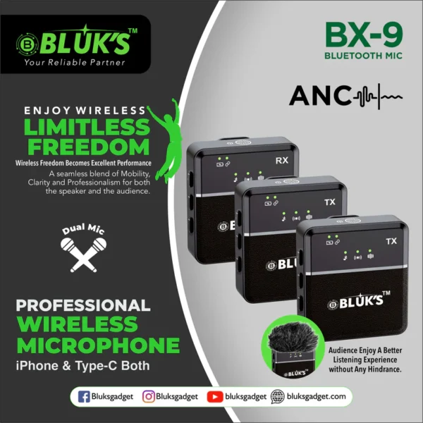 BX-9 Double Mic ANC with IPhone & Type C Connector - Image 2